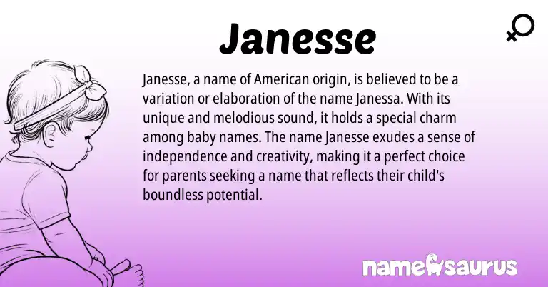 Infographic about Janesse name meaning, Janesse is a name from American origin(s).
