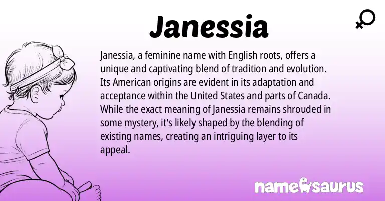 Infographic about Janessia name meaning, Janessia is a name from English (American, Americanized) origin(s).