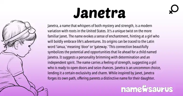 Infographic about Janetra name meaning, Janetra is a name from Latin origin(s).