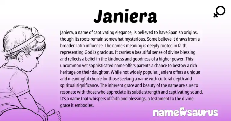 Infographic about Janiera name meaning, Janiera is a name from Spanish origin(s).