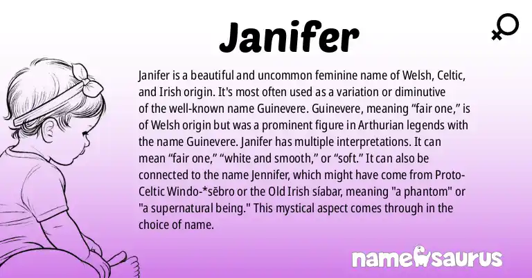 Infographic about Janifer name meaning, Janifer is a name from Welsh, Celtic, Irish origin(s).
