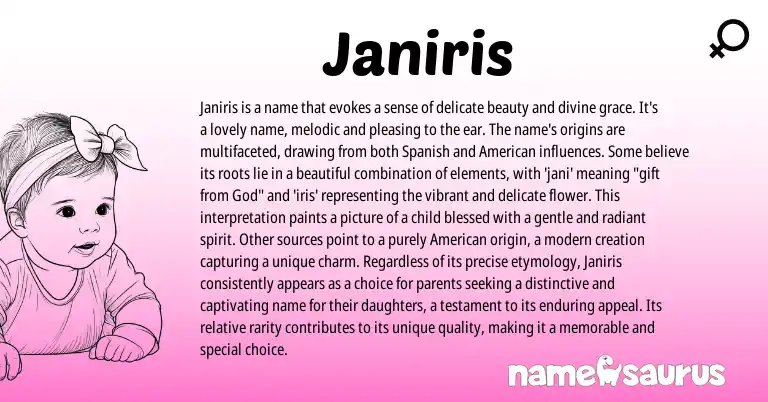 Infographic about Janiris name meaning, Janiris is a name from Spanish origin(s).
