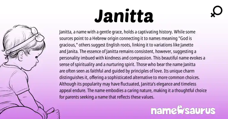 Infographic about Janitta name meaning, Janitta is a name from Hebrew origin(s).