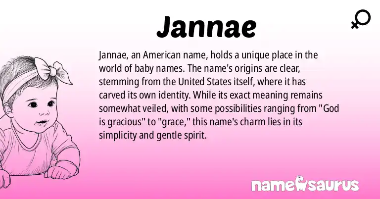 Infographic about Jannae name meaning, Jannae is a name from American origin(s).