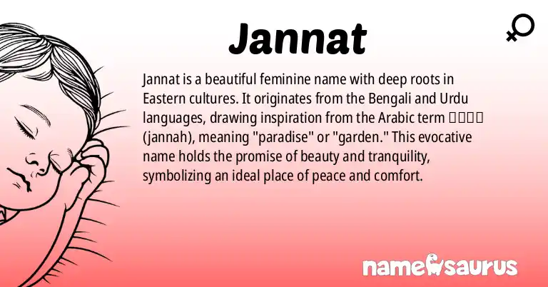 Infographic about Jannat name meaning, Jannat is a name from Bengali, Urdu origin(s).