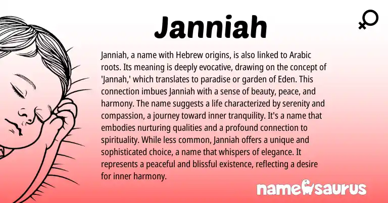 Infographic about Janniah name meaning, Janniah is a name from Hebrew, Arabic origin(s).