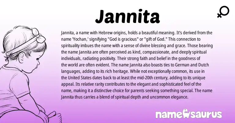 Infographic about Jannita name meaning, Jannita is a name from Hebrew origin(s).