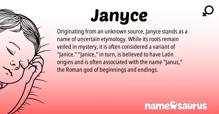 Infographic about Janyce name meaning, Janyce is a name from Roman, Latin origin(s).