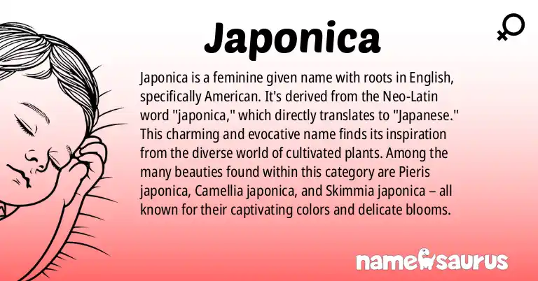 Infographic about Japonica name meaning, Japonica is a name from English (American) origin(s).