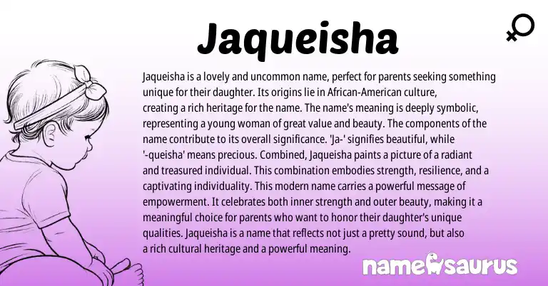 Infographic about Jaqueisha name meaning, Jaqueisha is a name from Other origin(s).
