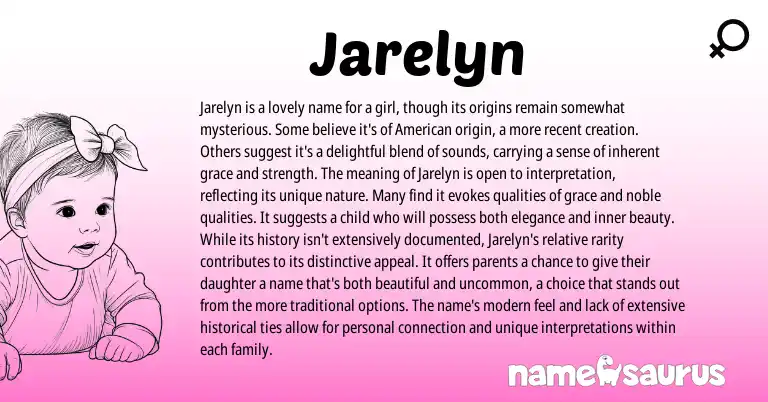 Infographic about Jarelyn name meaning, Jarelyn is a name from Other origin(s).