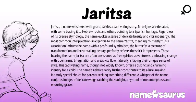 Infographic about Jaritsa name meaning, Jaritsa is a name from Hebrew origin(s).
