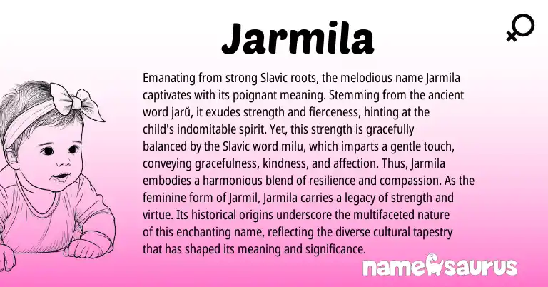 Infographic about Jarmila name meaning, Jarmila is a name from Slavic origin(s).