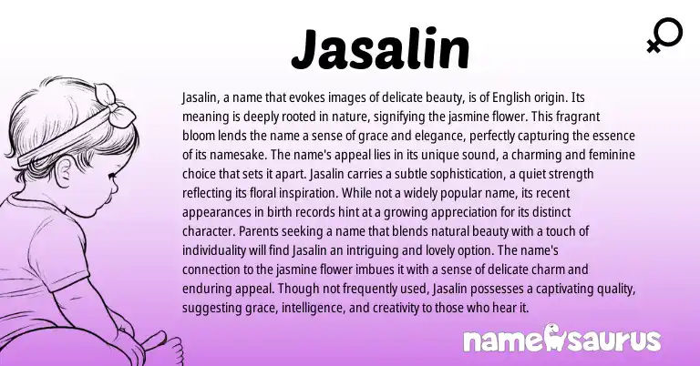Infographic about Jasalin name meaning, Jasalin is a name from English origin(s).