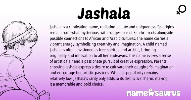 Infographic about Jashala name meaning, Jashala is a name from Sanskrit origin(s).