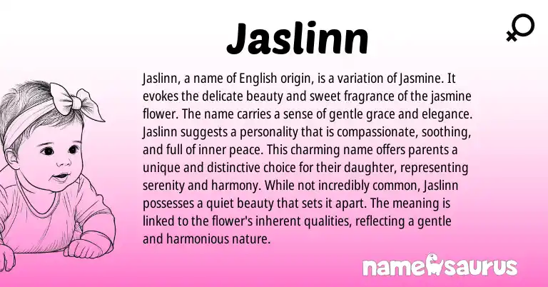 Infographic about Jaslinn name meaning, Jaslinn is a name from Other origin(s).
