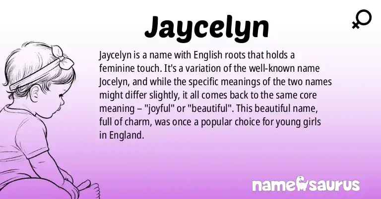 Infographic about Jaycelyn name meaning, Jaycelyn is a name from English origin(s).