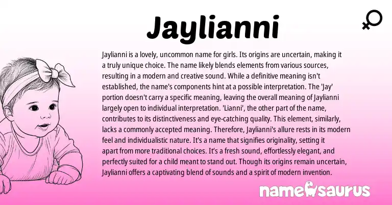 Infographic about Jaylianni name meaning, Jaylianni is a name from Other origin(s).
