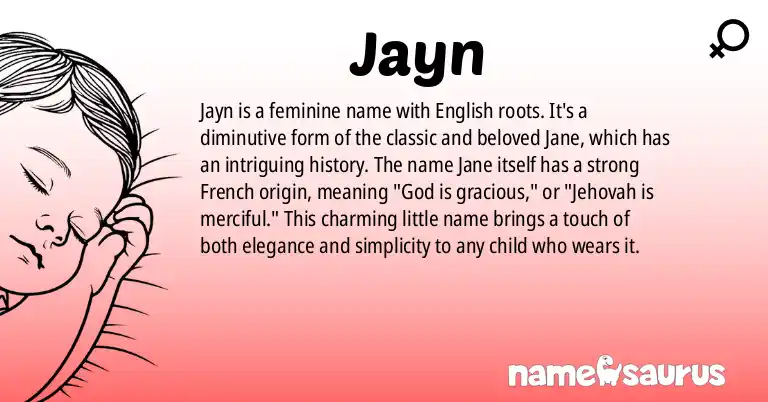 Infographic about Jayn name meaning, Jayn is a name from English origin(s).