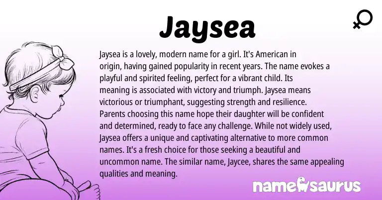 Infographic about Jaysea name meaning, Jaysea is a name from English origin(s).