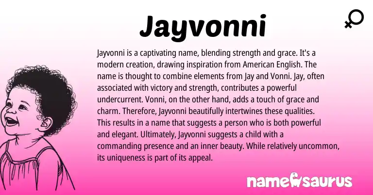 Infographic about Jayvonni name meaning, Jayvonni is a name from Other origin(s).