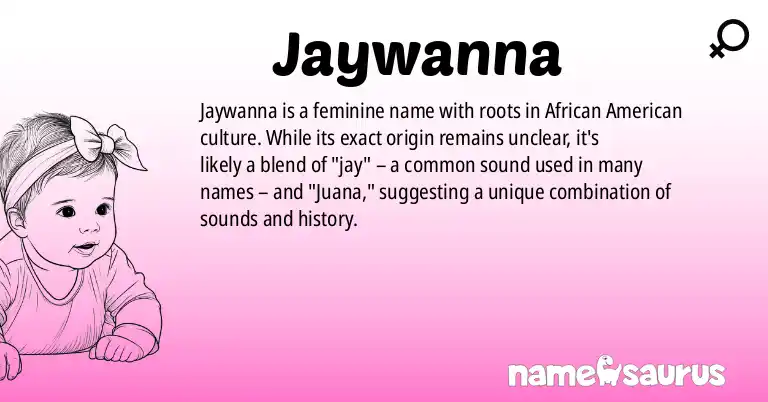 Infographic about Jaywanna name meaning, Jaywanna is a name from African American origin(s).
