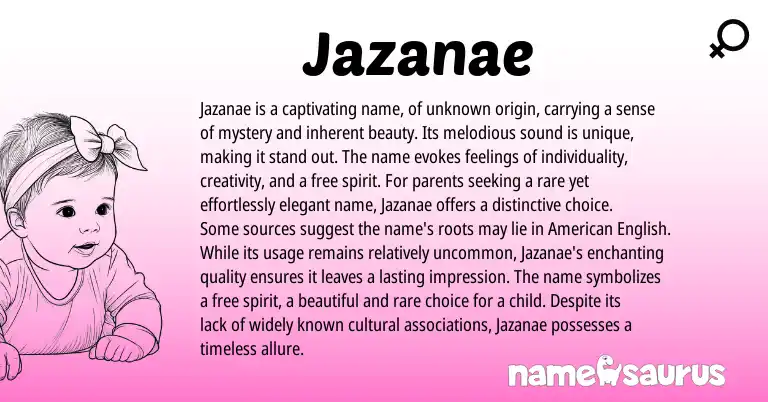 Infographic about Jazanae name meaning, Jazanae is a name from Other origin(s).