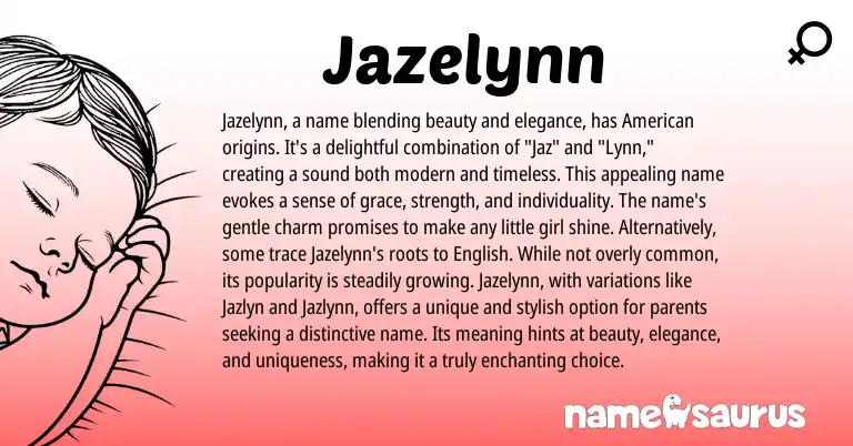Infographic about Jazelynn name meaning, Jazelynn is a name from American origin(s).
