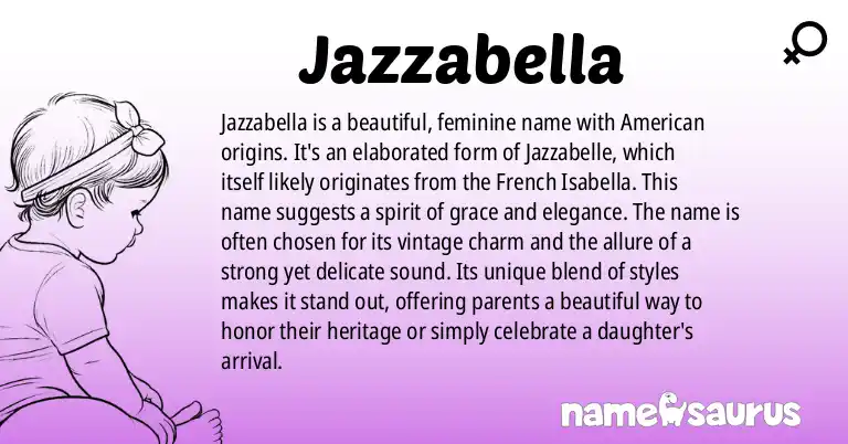 Infographic about Jazzabella name meaning, Jazzabella is a name from American origin(s).