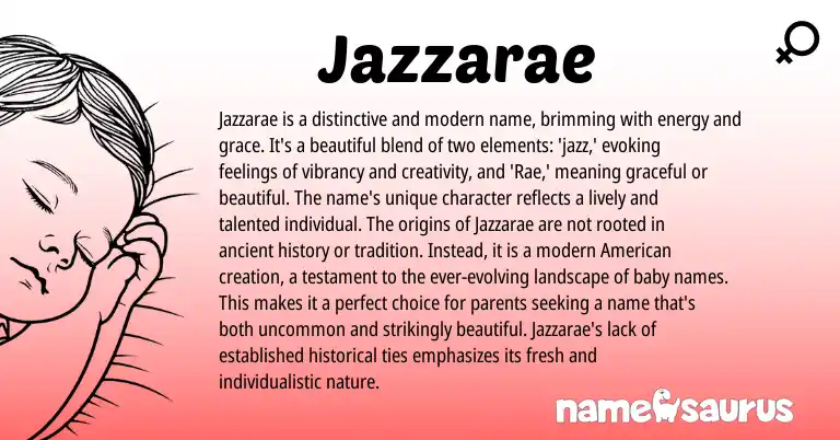 Infographic about Jazzarae name meaning, Jazzarae is a name from Other origin(s).