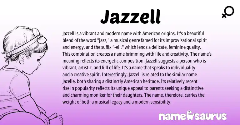 Infographic about Jazzell name meaning, Jazzell is a name from American origin(s).