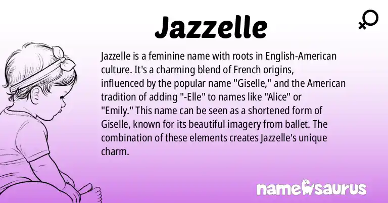 Infographic about Jazzelle name meaning, Jazzelle is a name from English (American), American origin(s).