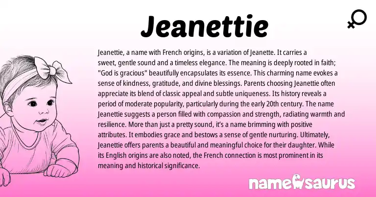 Infographic about Jeanettie name meaning, Jeanettie is a name from French origin(s).