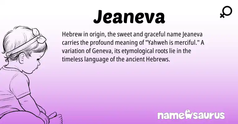 Infographic about Jeaneva name meaning, Jeaneva is a name from Hebrew origin(s).