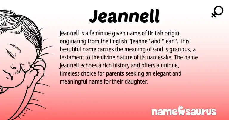 Infographic about Jeannell name meaning, Jeannell is a name from British origin(s).
