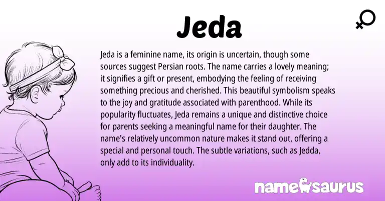 Infographic about Jeda name meaning, Jeda is a name from Persian origin(s).