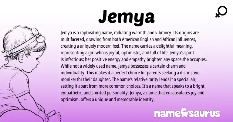 Infographic about Jemya name meaning, Jemya is a name from African origin(s).