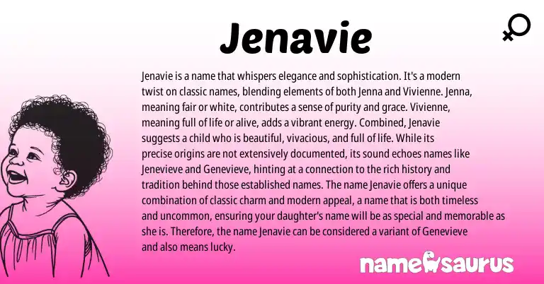 Infographic about Jenavie name meaning, Jenavie is a name from English, Other origin(s).