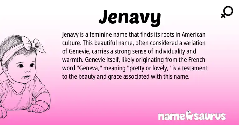 Infographic about Jenavy name meaning, Jenavy is a name from American origin(s).