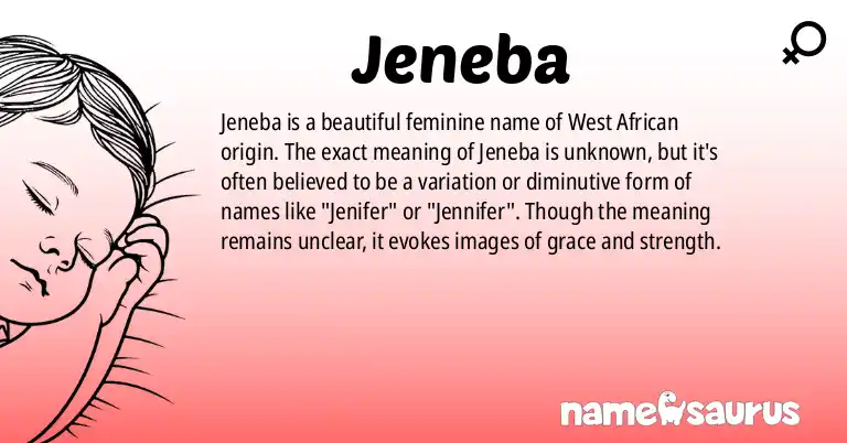 Infographic about Jeneba name meaning, Jeneba is a name from Western African origin(s).
