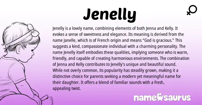 Infographic about Jenelly name meaning, Jenelly is a name from American origin(s).