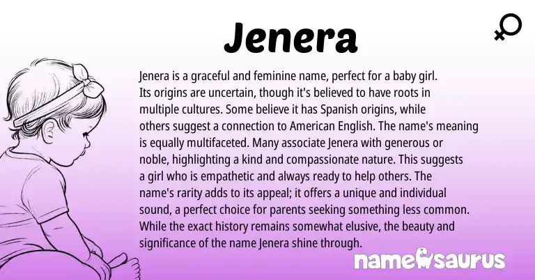 Infographic about Jenera name meaning, Jenera is a name from Spanish origin(s).