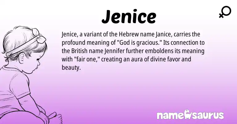 Infographic about Jenice name meaning, Jenice is a name from British, Hebrew origin(s).