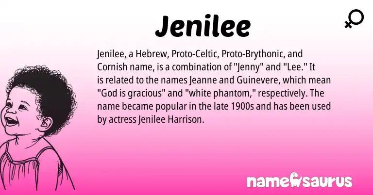 Infographic about Jenilee name meaning, Jenilee is a name from Proto-Brythonic, Cornish, Hebrew, Proto-Celtic origin(s).