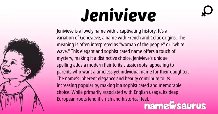 Infographic about Jenivieve name meaning, Jenivieve is a name from French, Celtic origin(s).