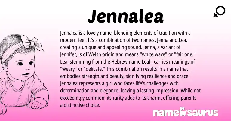 Infographic about Jennalea name meaning, Jennalea is a name from American origin(s).