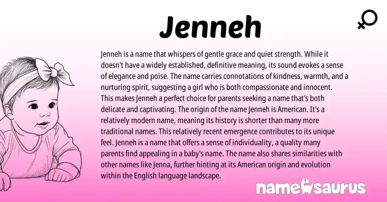 Infographic about Jenneh name meaning, Jenneh is a name from Other origin(s).