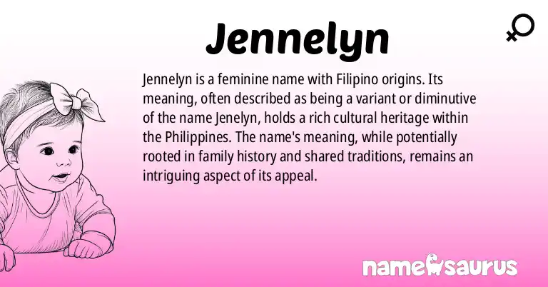 Infographic about Jennelyn name meaning, Jennelyn is a name from Filipino origin(s).