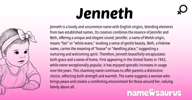 Infographic about Jenneth name meaning, Jenneth is a name from Welsh, Hebrew, English origin(s).