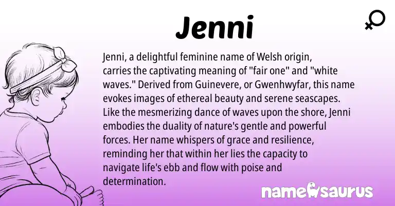 Infographic about Jenni name meaning, Jenni is a name from Welsh origin(s).
